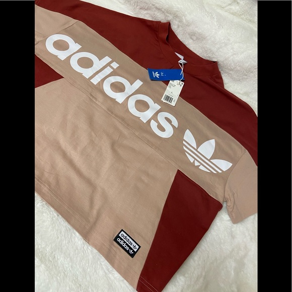 adidas Tops - Adidas Ash Pearl logo colorblocked relaxed shirt